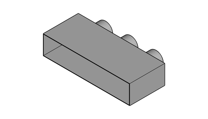 R-PIL3 - Plénum rectangulaire avec 1 côté ouvert et 3 branches rondes